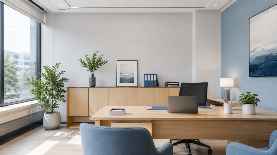 Bureau professionnel propre et rangé